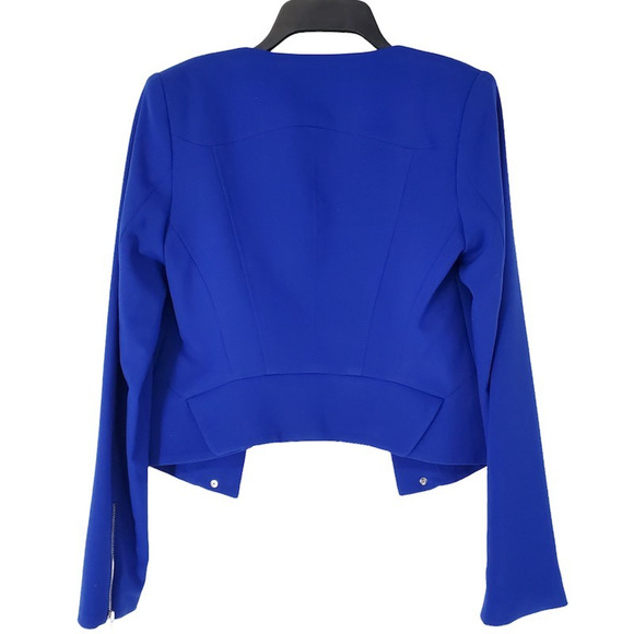 Calvin Klein Womens Open Front Jacket Royal Blue Lined Zippers Petites 2P - Picture 2 of 11